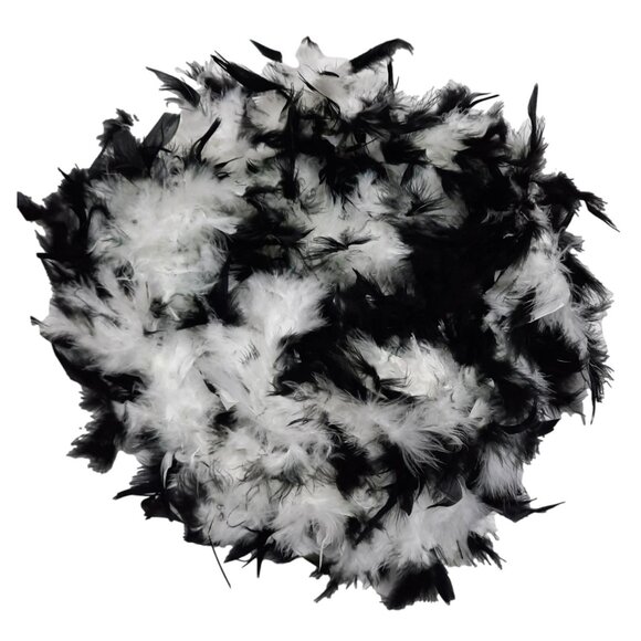 White with Black Tips 3 Ct Chandelle Feather Boa 45 gm 2 yds - Picture 3 of 3